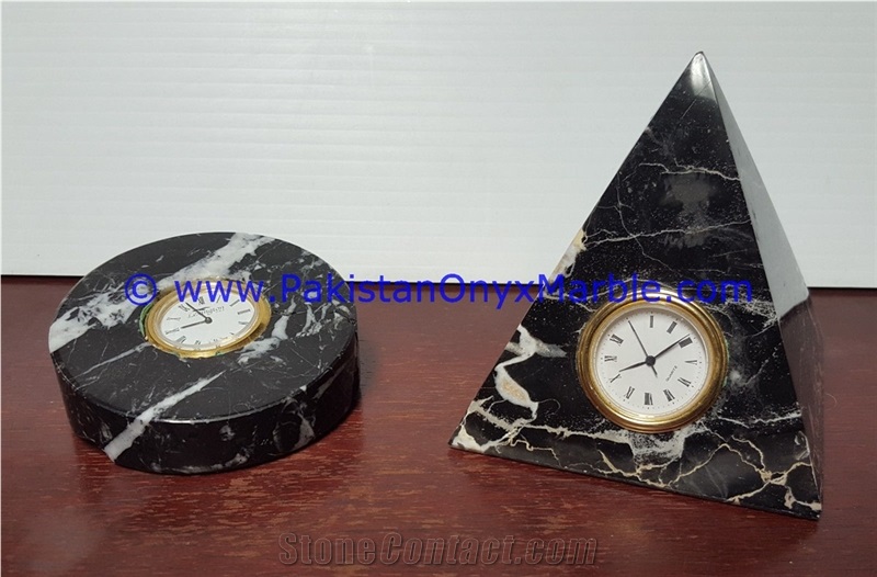 Marble Clocks Pyramid Shape Handcarved Natural