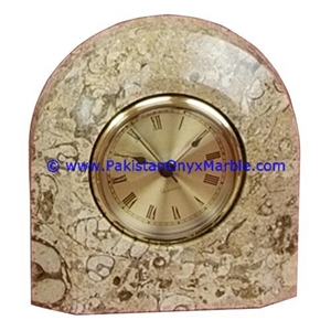 Marble Clocks Round Shape Handcarved Natural