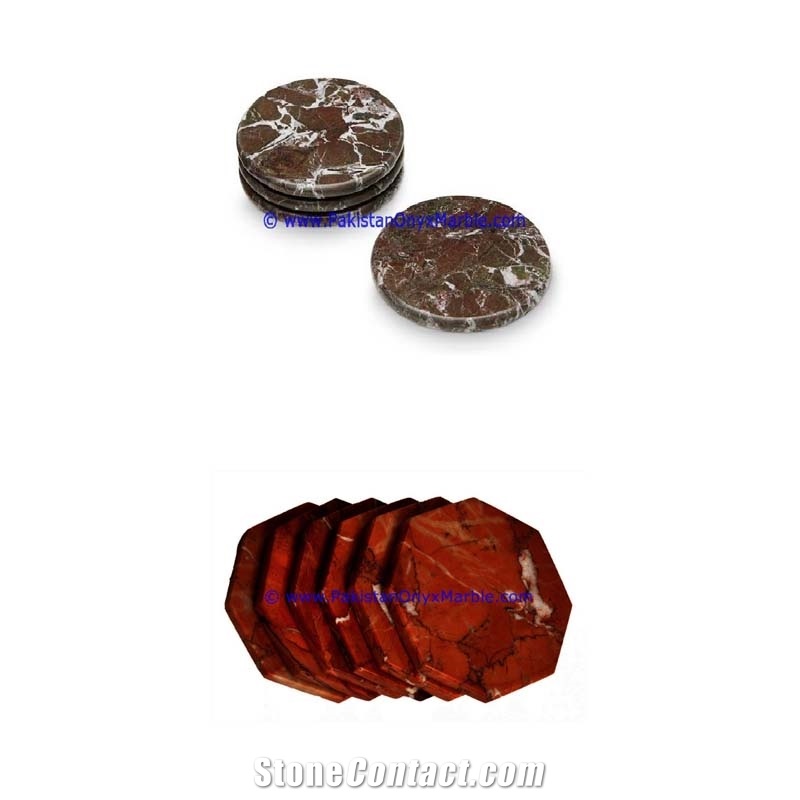 Marble Coaster Sets Red Zebra Marble