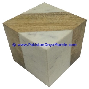 Marble Cube Square Shaped Handcarved Bookend
