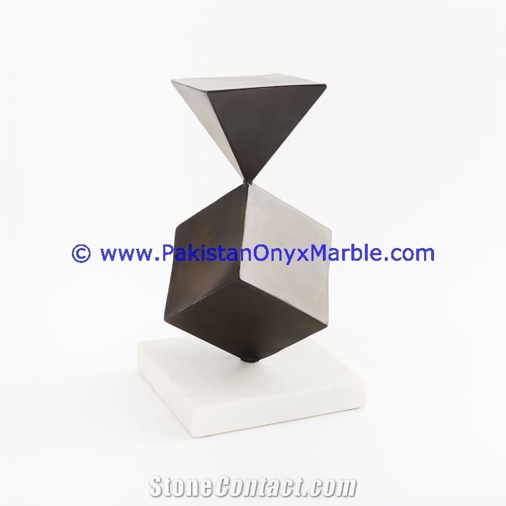 Marble Cube Square Shaped Handcarved Bookend