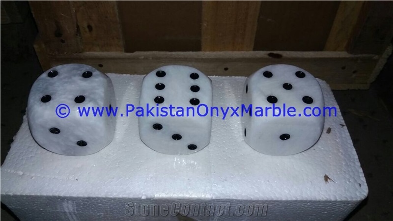 Marble Dices Handcarved Black White Fossil