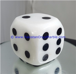 Marble Dices Handcarved Black White Fossil