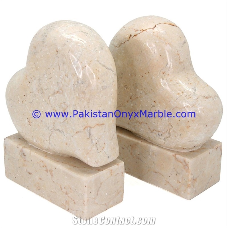 Marble Heart Shaped Bookend Handcarved Natural