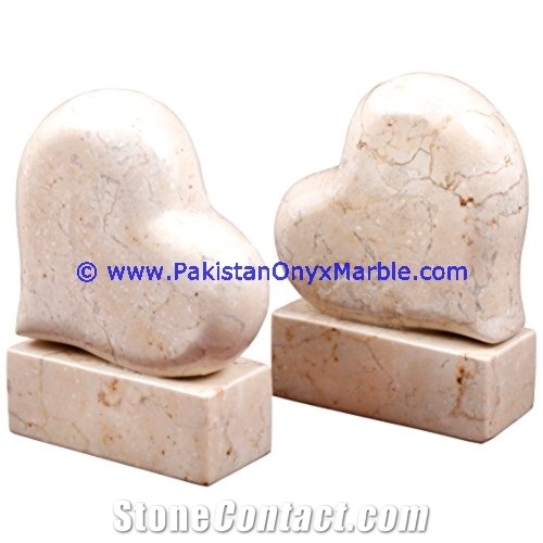 Marble Heart Shaped Bookend Handcarved Natural