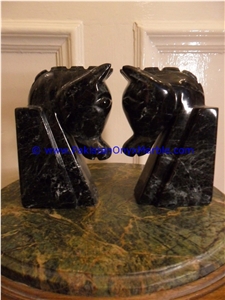 Marble Horse Head Bookends Statue Sculpture