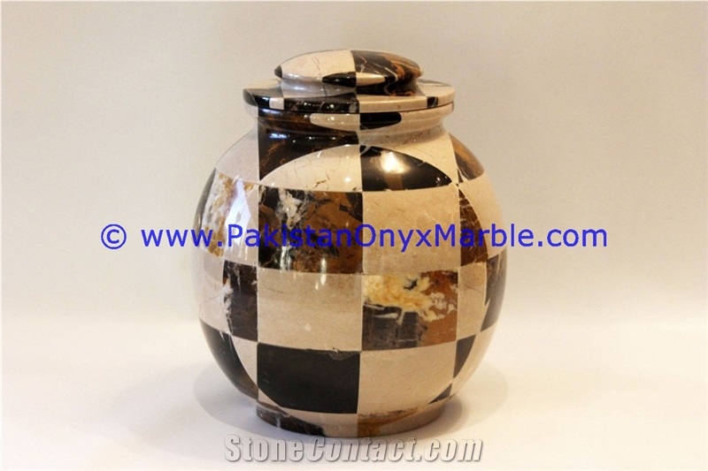 Marble Jars Multi Stone Marble Handcarved Lid