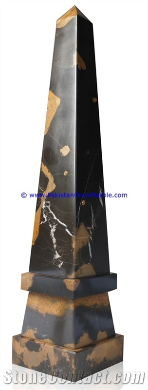 Marble Obelisks Black and Gold Marble Handcrafted