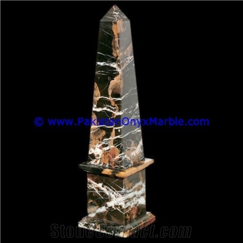 Marble Obelisks Black and Gold Marble Handcrafted