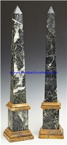 Marble Obelisks Black Zebra Marble Handcrafted
