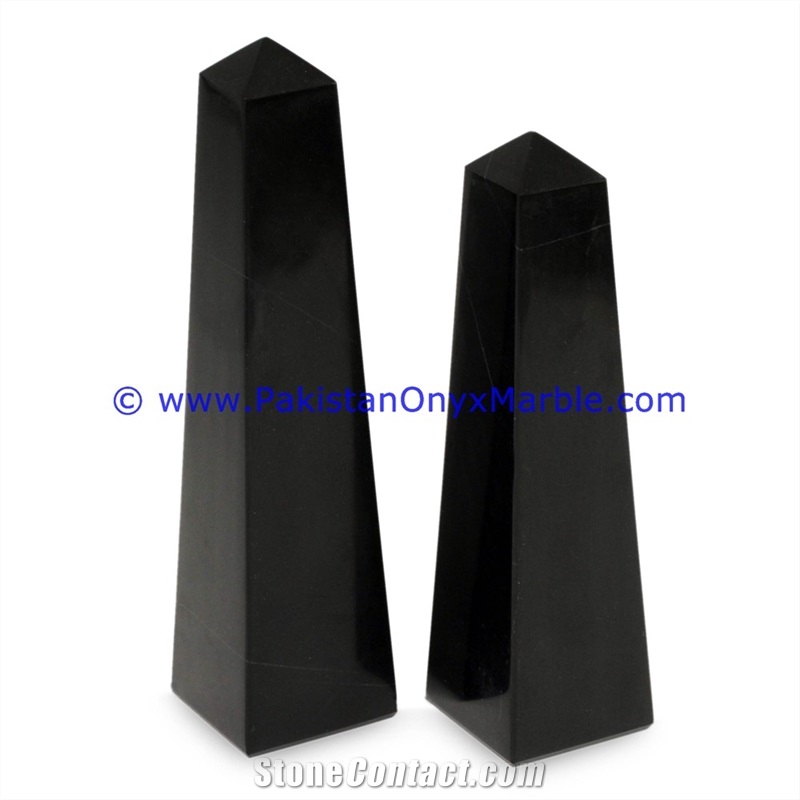 Marble Obelisks Jet Black Marble Handcrafted