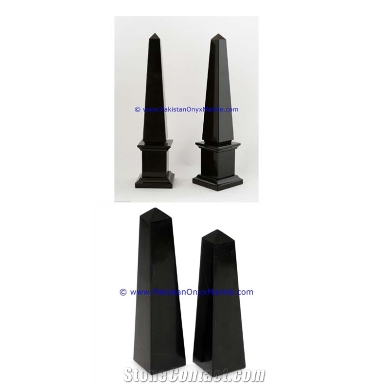 Marble Obelisks Jet Black Marble Handcrafted