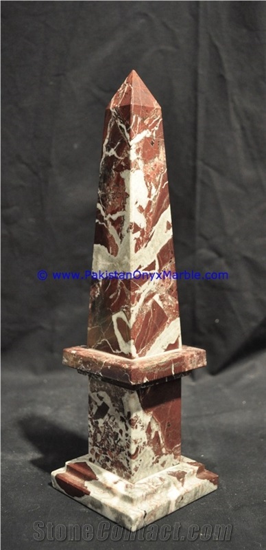 Marble Obelisks Red Zebra Marble Handcrafted