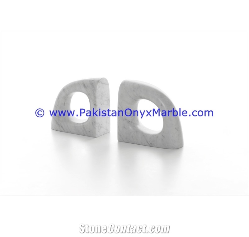 Marble Round-D Shaped Handcarved Natural Stone Bookend