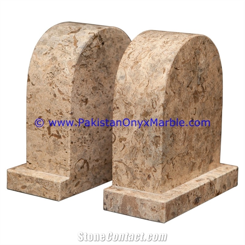 Marble Round-D Shaped Handcarved Natural Stone Bookend