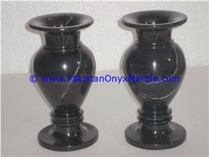 Marble Vases Jet Black Marble Handcrafted Home Decorative Vases