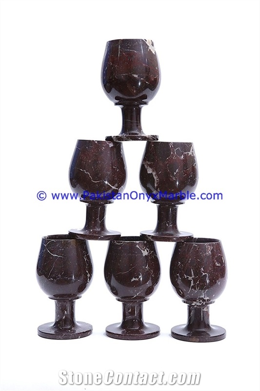 Marble Wine Glasses Goblets Set Red Zebra