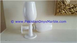 Marble Wine Glasses Goblets Set Ziarat White