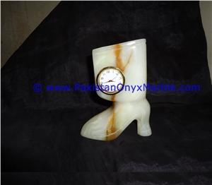 Onyx Boot Shoe Shaped Clocks Natural Onyx Stone