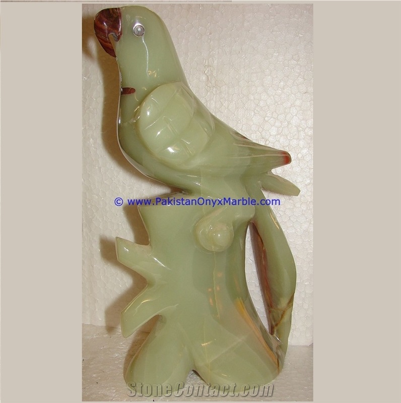 Onyx Carved Onyx Parrot Statue