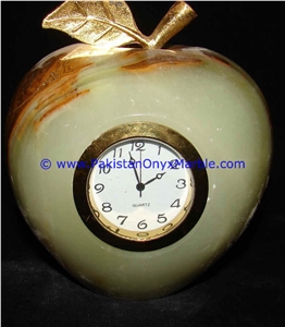 Onyx Clocks Apple Shaped Handcarved