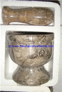Pakistan Fossil Marble Mortar Pestle Fossil Corel
