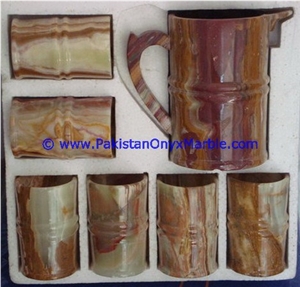 Pakistan White Jade Water Set Jug Glasses Pitcher