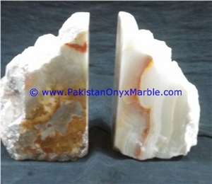 Pakistan White Onyx Bookends Natural Rough