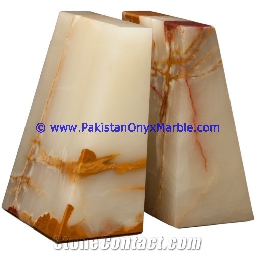 Pakistan White Onyx Bookends Triangle