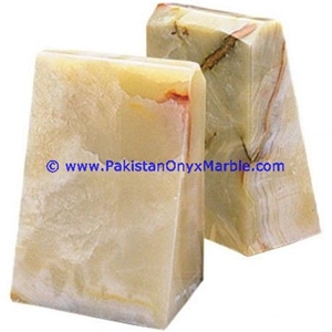 Pakistan White Onyx Bookends Triangle