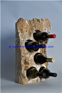 Pakistan White Onyx Wine Bottle Holder Rack