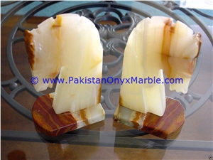 Pure White Onyx Bookends Horse