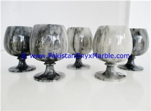 Ziarat Gray Marble Wine Glasses Goblets Set