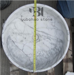 Bianco Carrara White Wash Bowl Polished Marble Set