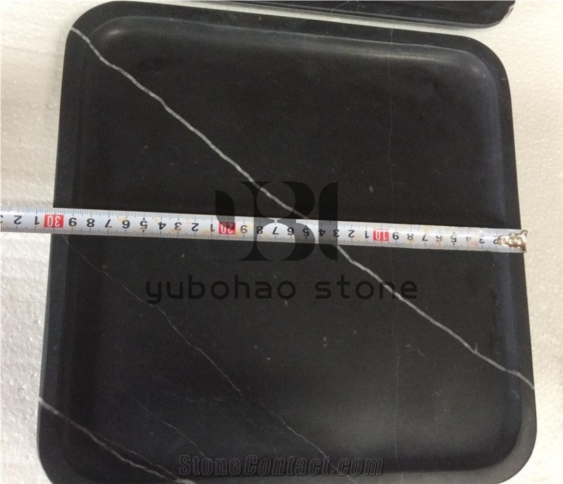 Black Serving Plate China Marquina Marble Tea Tray