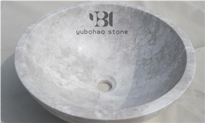 Carrara Marble White Oval Basin Polished Wash Bowl