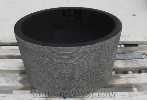 Cast Stone Basins Polished Black Wash Granite Sink