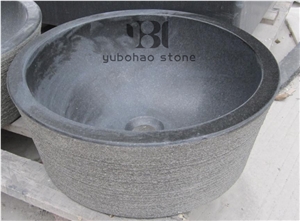 China Black Granite Oval Basin Polished Wash Bowl