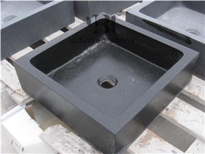 China Black Granite Oval Sinks Polished Wash Bowls