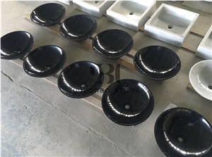 China Black Granite Round Basin Polished Oval Sink