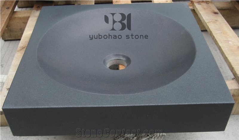 China Lava Stone Square Basins Black & Farm Sinks