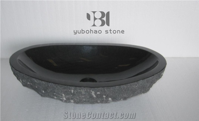 G654 Granite Black Wash Bowls Round Bathroom Sinks