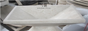 Honed White Vessel Sink Rectangle Cast Stone Basin