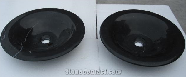 New Polished Black Marble Vessel Sinks and Basins