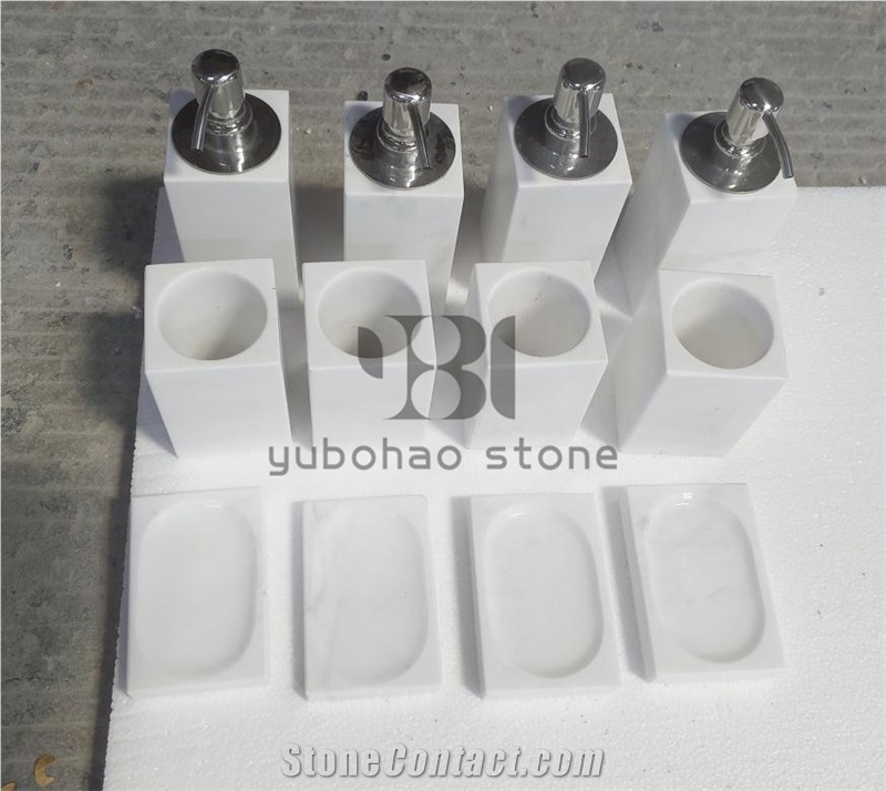 Polished Bianco Carrara Marble Bathroom Accessorie