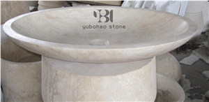 Popular High Quality Beige Marble Wash Basins