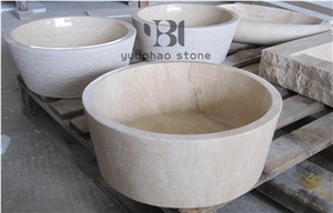 Popular Highest Quality Beige Marble Wash Basins