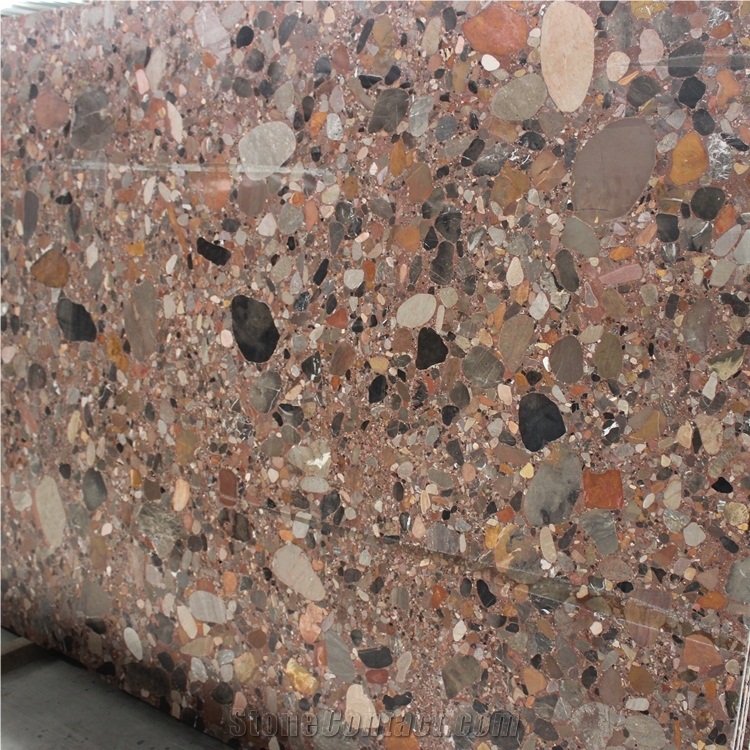 China Mosaic Red Granite Slab