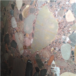 China Mosaic Red Granite Slab