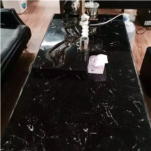 China Polished Ice Black Marble Stone Slabs